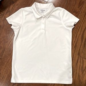 Lands’End White Poly Polo School Shirt Shirt Girls Size 10-12